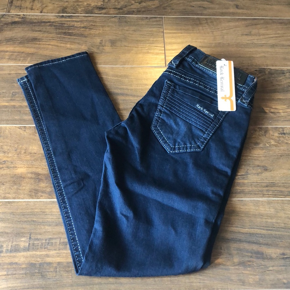 Rock Revival : Topstitch Skinny Jeans - Picture 3 of 4
